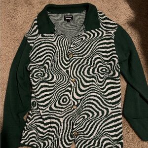 Super Massive green and white sweater button down men’s medium